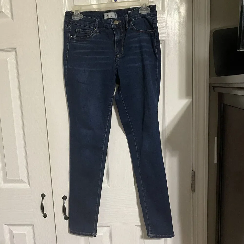 Jessica Simpson Rolled Crop Skinny Denim Jeans Womens Size 4 / 27 Factory Fade‎